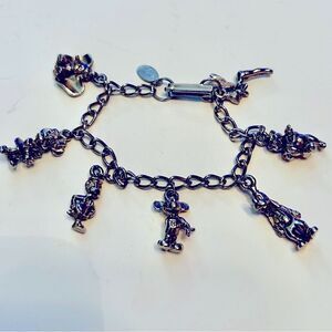 Vintage Silver Tone Disney Character Figurine Kids’ Charm Bracelet